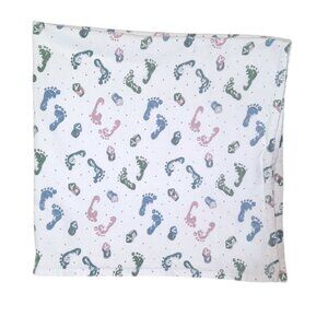 Vintage Medline Footprint Block Polka Dots Hospital Receiving Blanket 34" X 32"